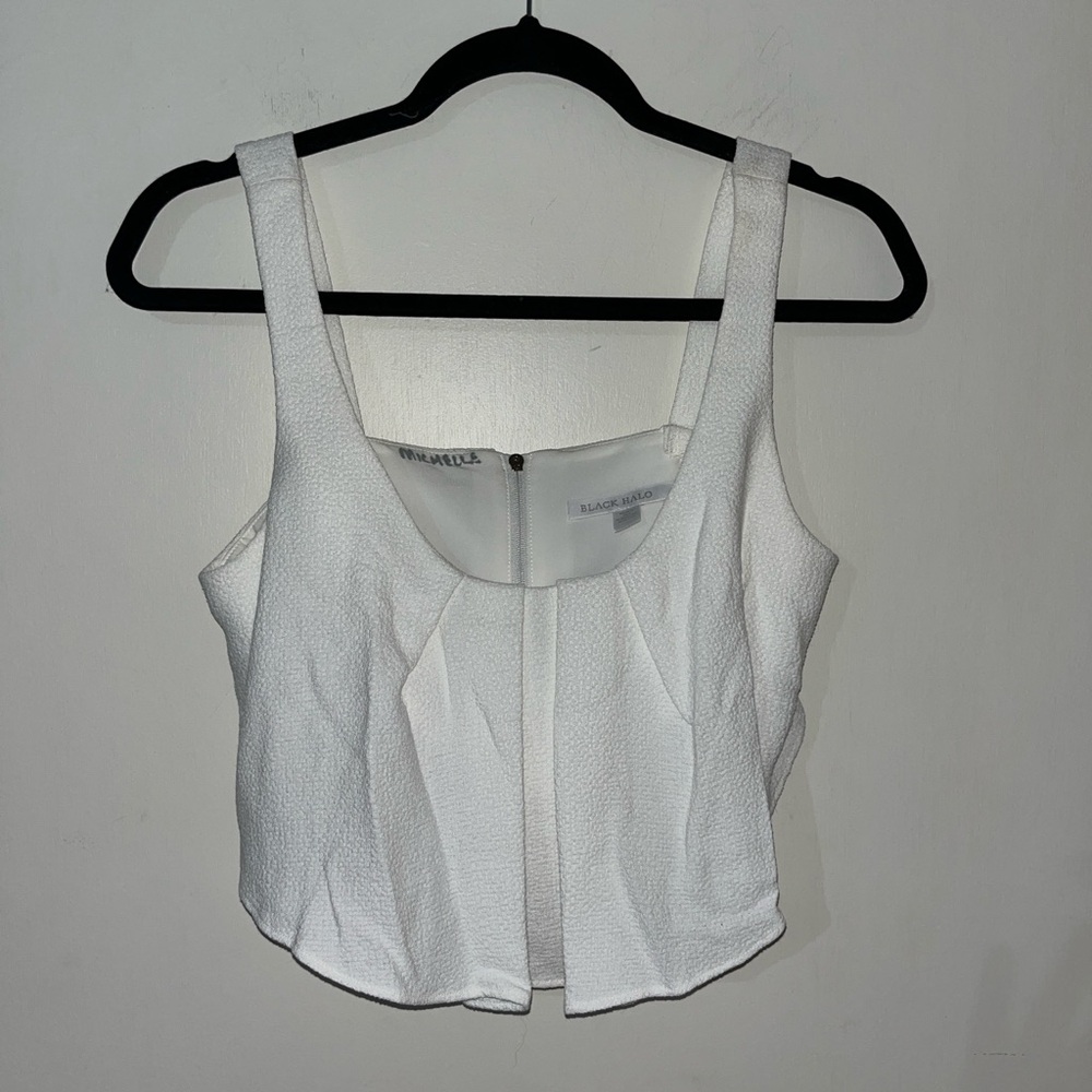Black Halo White Textured Crop Top